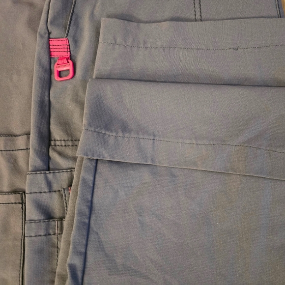 Carhartt Force Cross Flex Scrub Set Womens Medium Pewter Gray Pink Trim Stretch - Picture 7 of 9